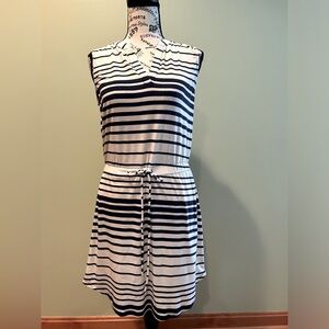 COPY - Lily Rose size S pull over white & navy striped dress